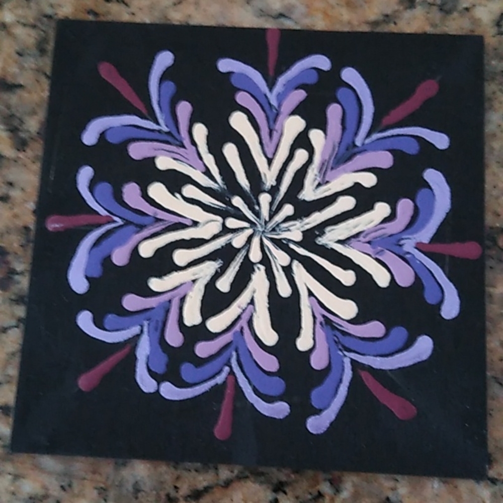 Hand Painted Mandala 4"x4" wood square